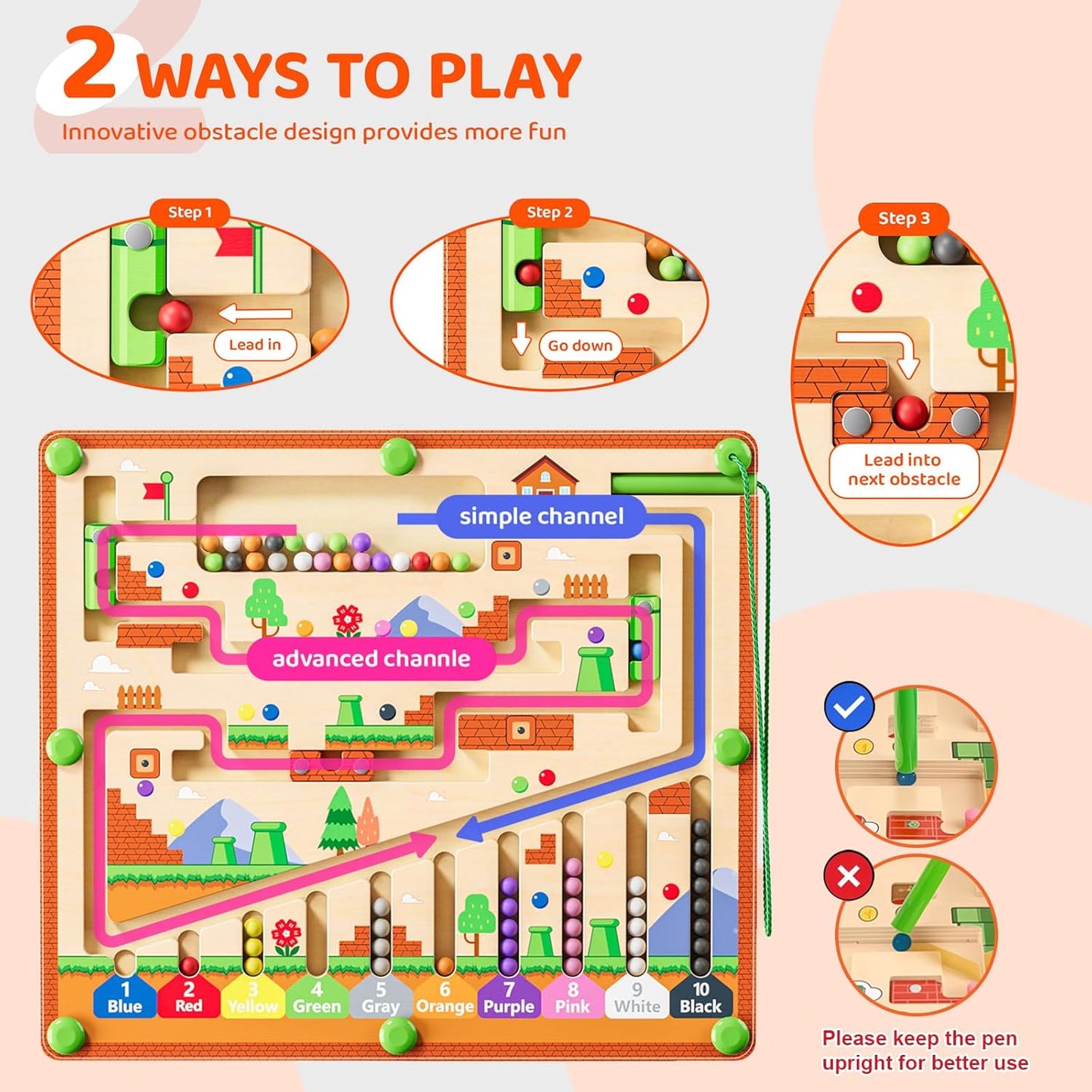 #0200328 Magnetic Color and Number Maze - Toy Hermit