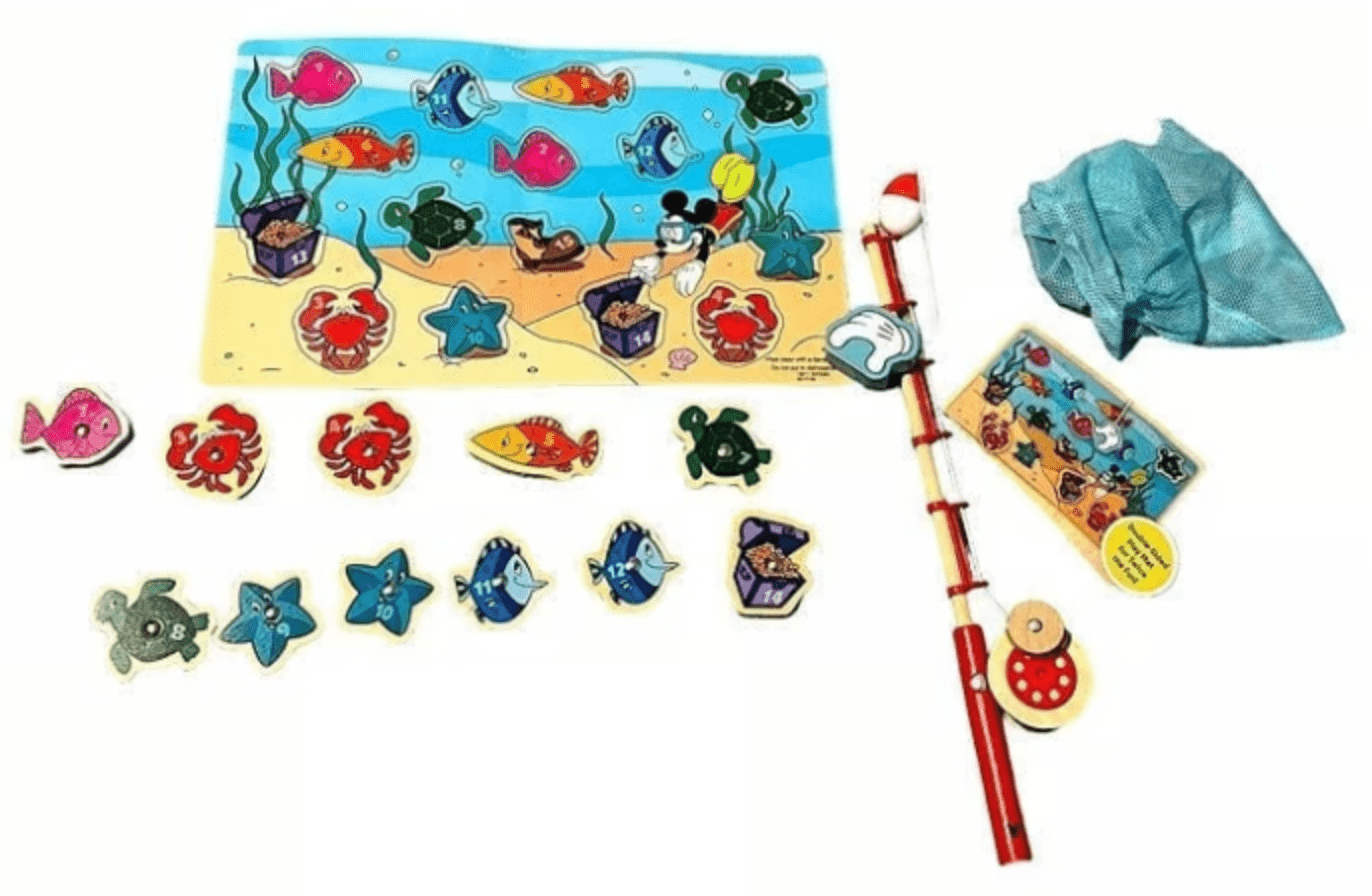 #0300268 Melissa & Doug - Mickey Catch & Count Wooden Fishing Game - Toy Hermit