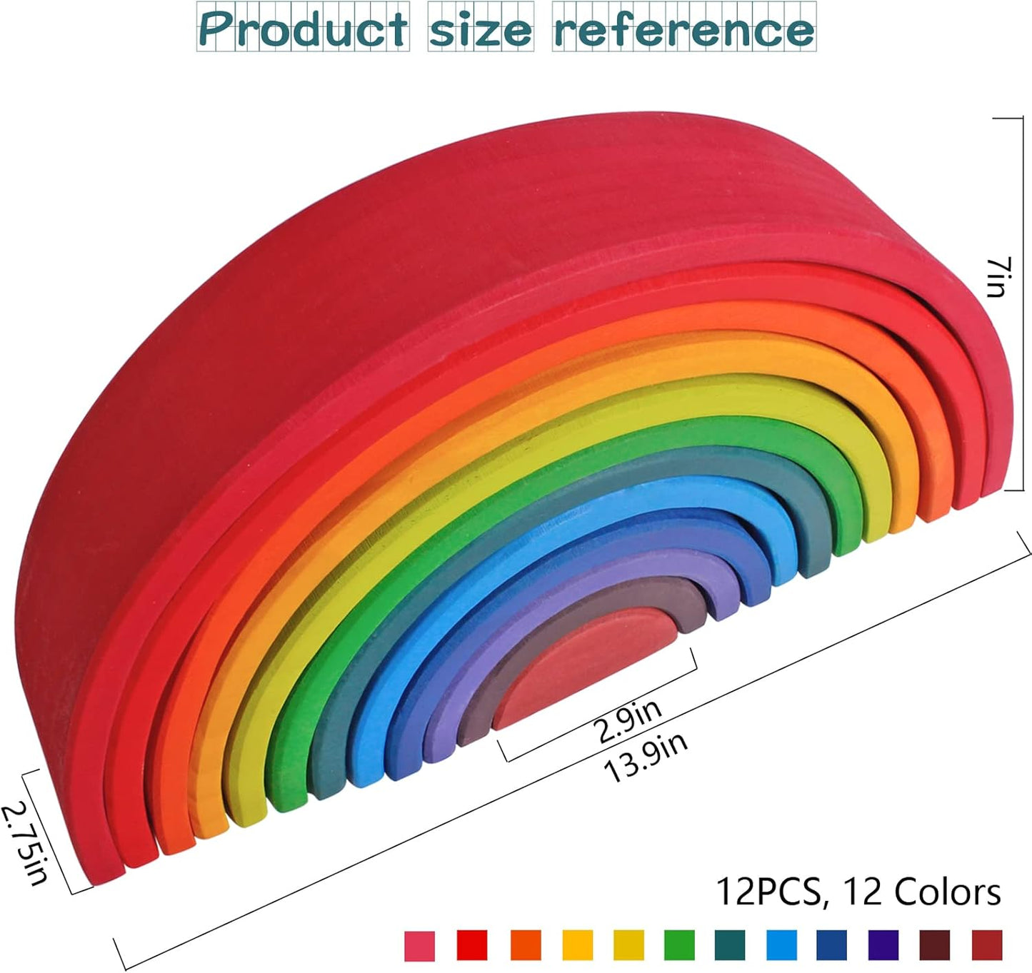 #0300379 Wooden Rainbow Stacking Toy - Toy Hermit