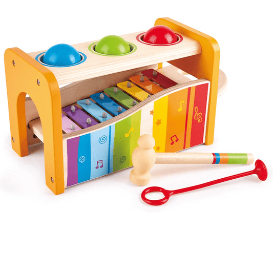 #0100080 Hape - Pound & Tap Bench with Slide Out Xylophone - Toy Hermit