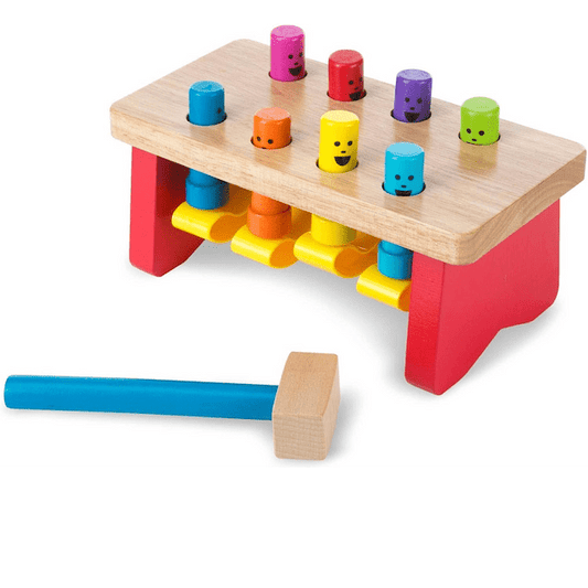 #0200077 Melissa & Doug - Deluxe Pounding Bench Wooden Toy with Mallet - Toy Hermit