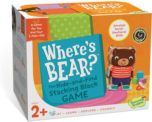 #0200234 Peaceable Kingdom - Where's Bear? The Hide and Find Stacking Block Game - Toy Hermit