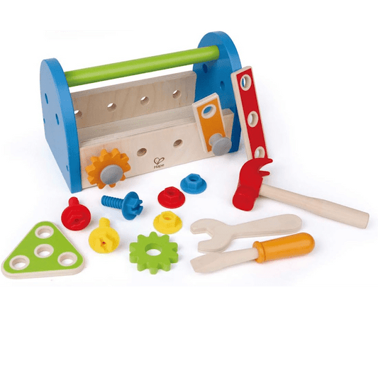 #0300082 Hape - Fix It Kid's Wooden Tool Box and Accessory Play Set - Toy Hermit