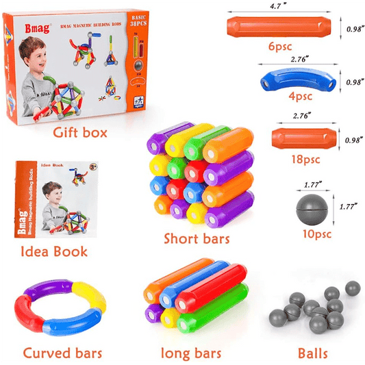 #0300091 38 PCS Magnetic Balls and Rods Set - Toy Hermit