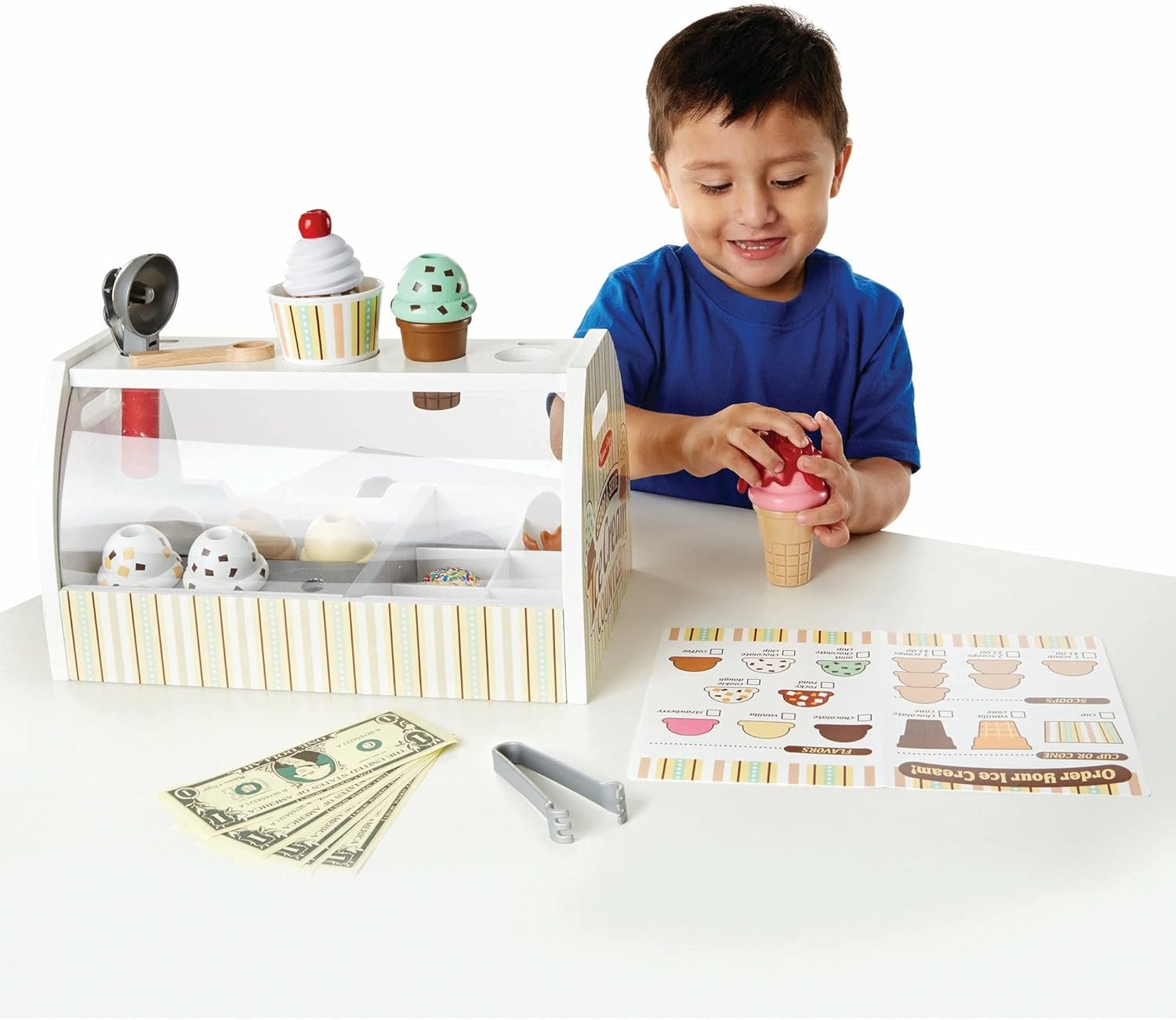 #0300377 Melissa & Doug - Wooden Scoop and Serve Ice Cream Counter - Toy Hermit