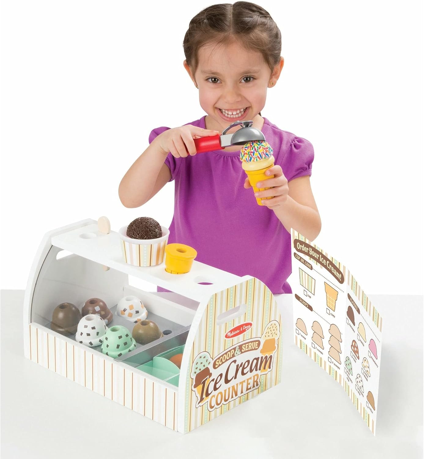 #0300377 Melissa & Doug - Wooden Scoop and Serve Ice Cream Counter - Toy Hermit