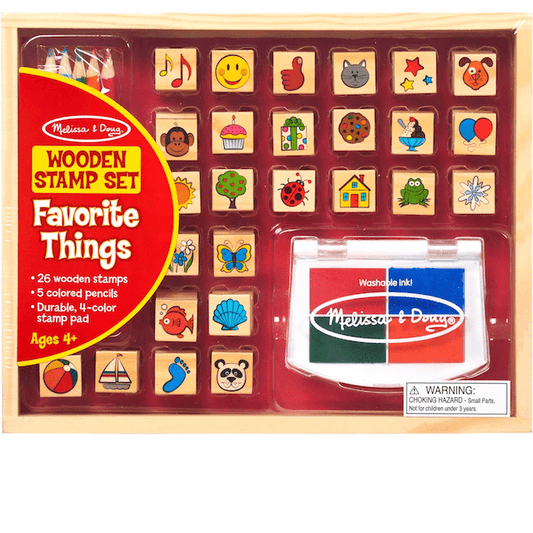 #0400076 Melissa & Doug - Wooden Stamp Set, Favorite Things - 26 Stamps - Toy Hermit