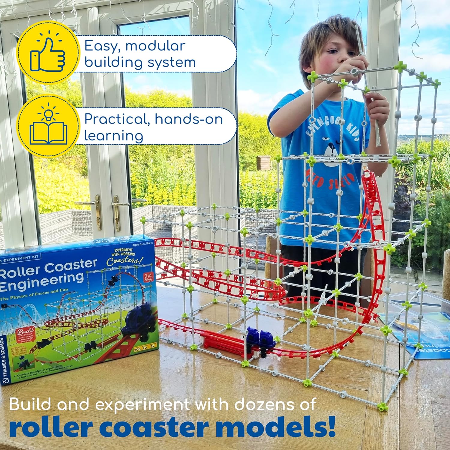 Child playing with Thames & Kosmos - Roller Coaster Engineering