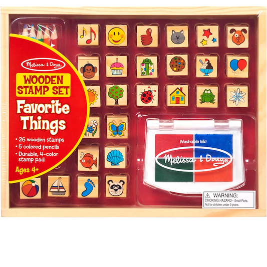 #0400076 Melissa & Doug - Wooden Stamp Set, Favorite Things - 26 Stamps